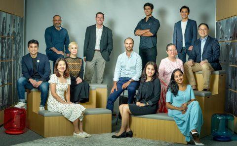 Corporate photography for group portraits with studio lightings 2022. Warner Bros. Discovery ISEAK Leadership Team in Singapore office.