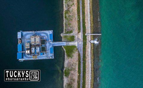Singapore industrial photographer with an aerial drone photography of water purification at semakau — aerial photography singapore