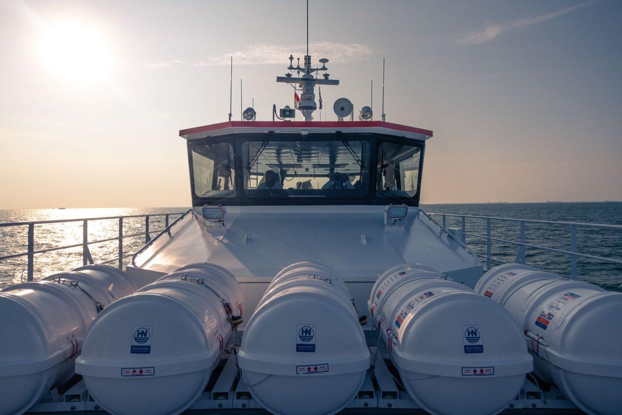 offshore marine photography for sea trial of marine vessel