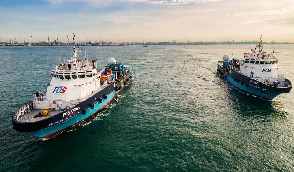 aerial photography and videography of marine vessel in action. drone image shot by professional aerial photographer and videographer with valid CAAS permit and license