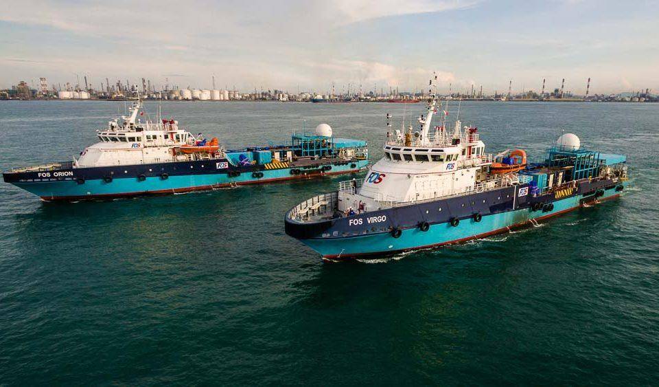 aerial photography and videography of marine vessel in action. drone image shot by professional aerial photographer and videographer with valid CAAS permit and license