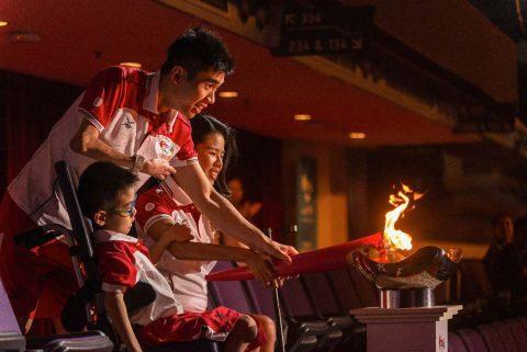 Capturing key moments of Singapore corporate events photography. Fire lighting opening ceremony for ASEA para games 2015