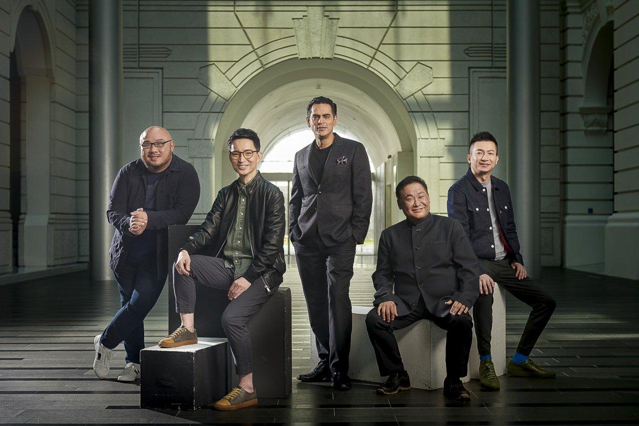 Theatre publicity photographer Singapore — five Singapore theatre directors SIFA 2020 group portrait at Victoria Theatre
