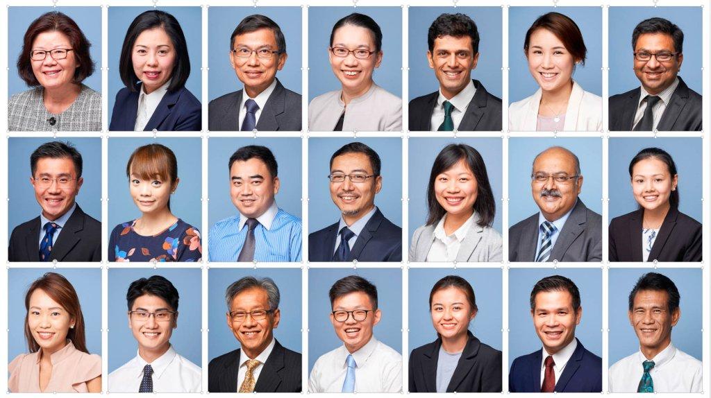Set of consistent professional staff headshots for Khoo Teck Puat Hospital