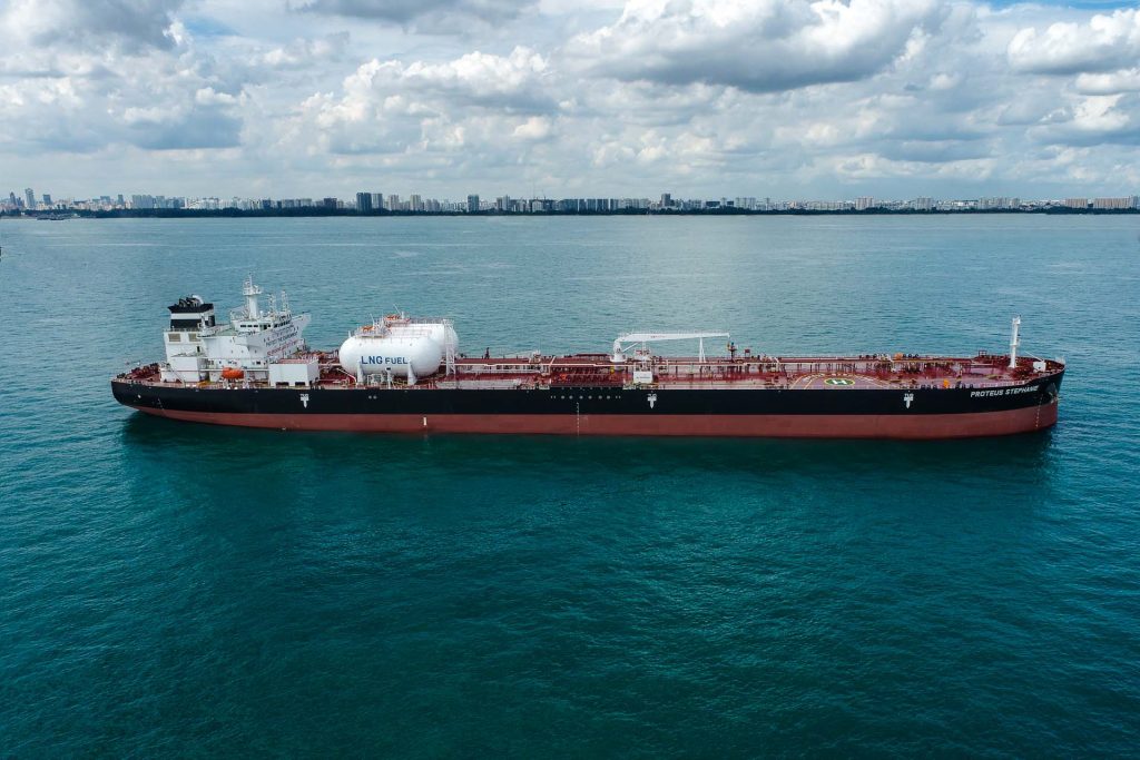 MT Proteus Stephanie Singapore Aerial Photography and videography for ship. professional aerial photography for oil tanker, container vessel and other marine ships and vessels
