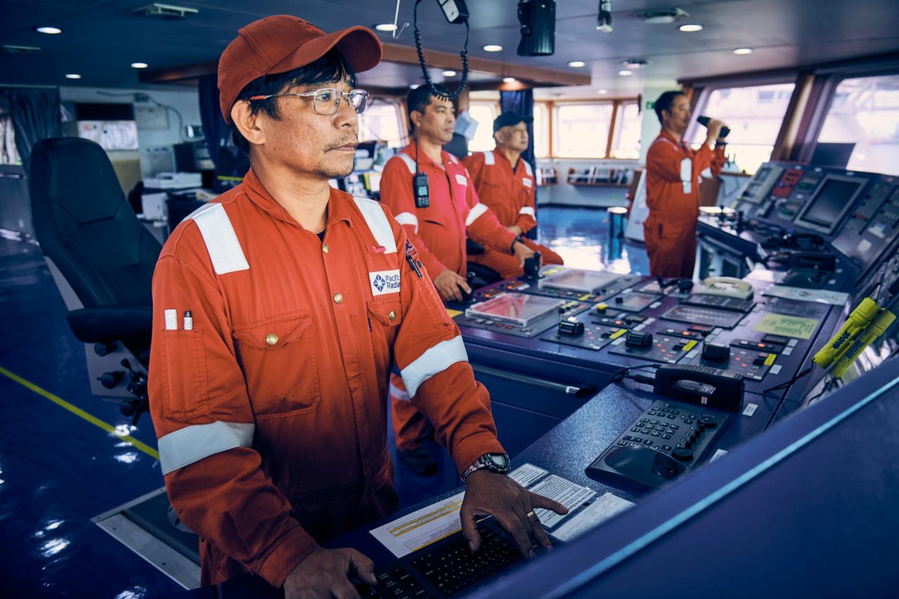 Portraits of men at work for maritime photography and videography of offshore vessel, safeen centurion 2
