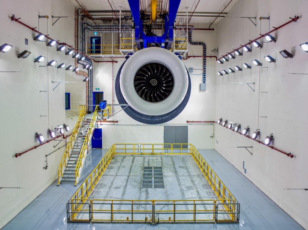 Industrial interior photography for rolls-royce engine blast