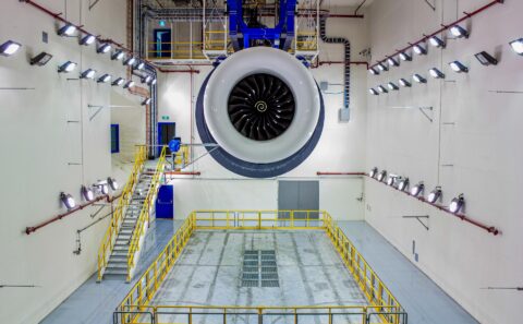 Industrial interior photography for rolls-royce engine blast. Singapore industrial photography.